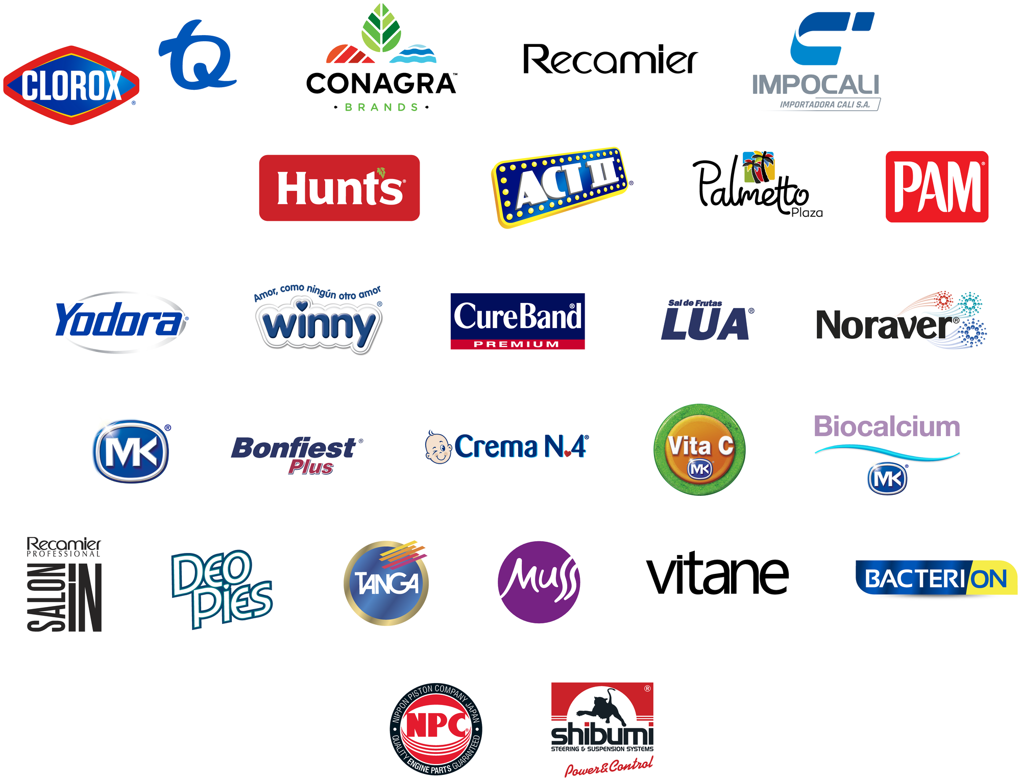 Marcas que confían en D-side: Recamier, Conagra, Clorox, Hunt's, ACT II, PAM, Yodora, Winny, Muss, Vitane, MK y más